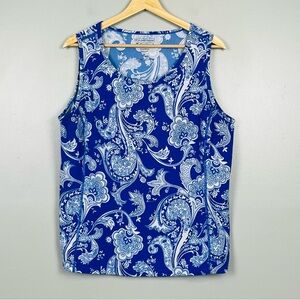 Coolibar UPF 50+ Coastal Convertible Swim Shirt, blue paisley, XL.